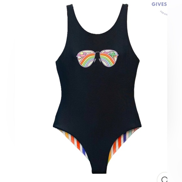 Limeapple Girl’s Rebel - Reversible Rainbow Sunglasses One Piece Swimsuit - Picture 13 of 16
